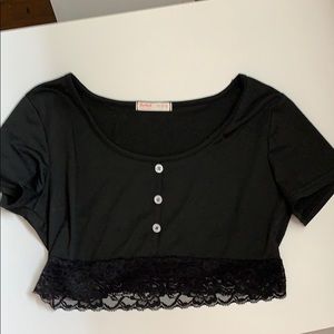 Black lace crop top